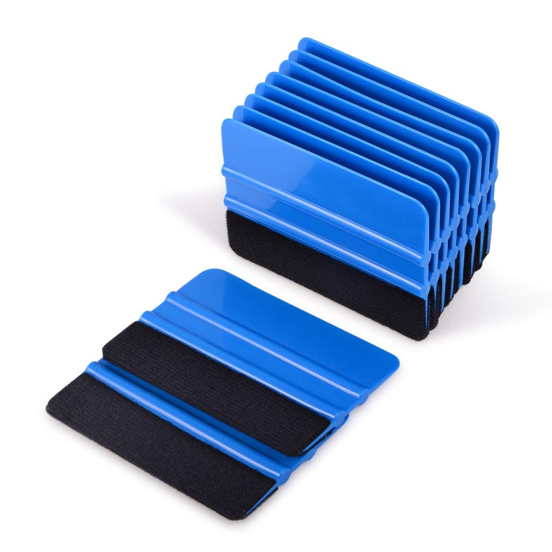 EHDIS 10pcs Vinyl Squeegee 4 Inch Car Vinyl Scraper Decal Applicator Window Tint Wallpaper Smoothing Tool with Black Fabric Felt Edge-Blue - Image 1